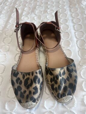 Old Navy Leopard Print Espadrilles with Brown Ankle Strap